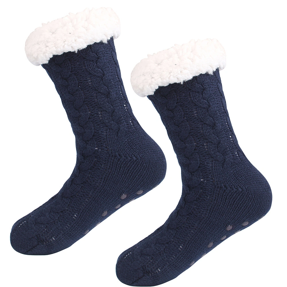 Custom Thermal Winter Warm Fuzzy Slipper Floor Antislip Fleece Lined Crew Women Man Wholesale Fluffy Socks Soft Warm Non Slip