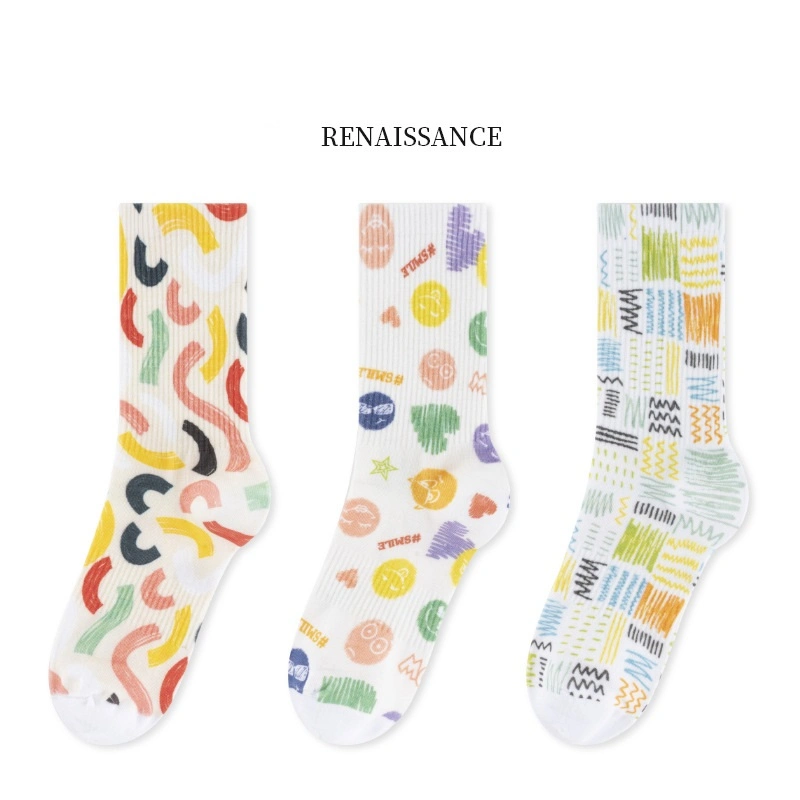 Wholesale High Quality Fashion Casual 360 Digital Printed Socks Custom Combed Cotton Boneless Sports Socks