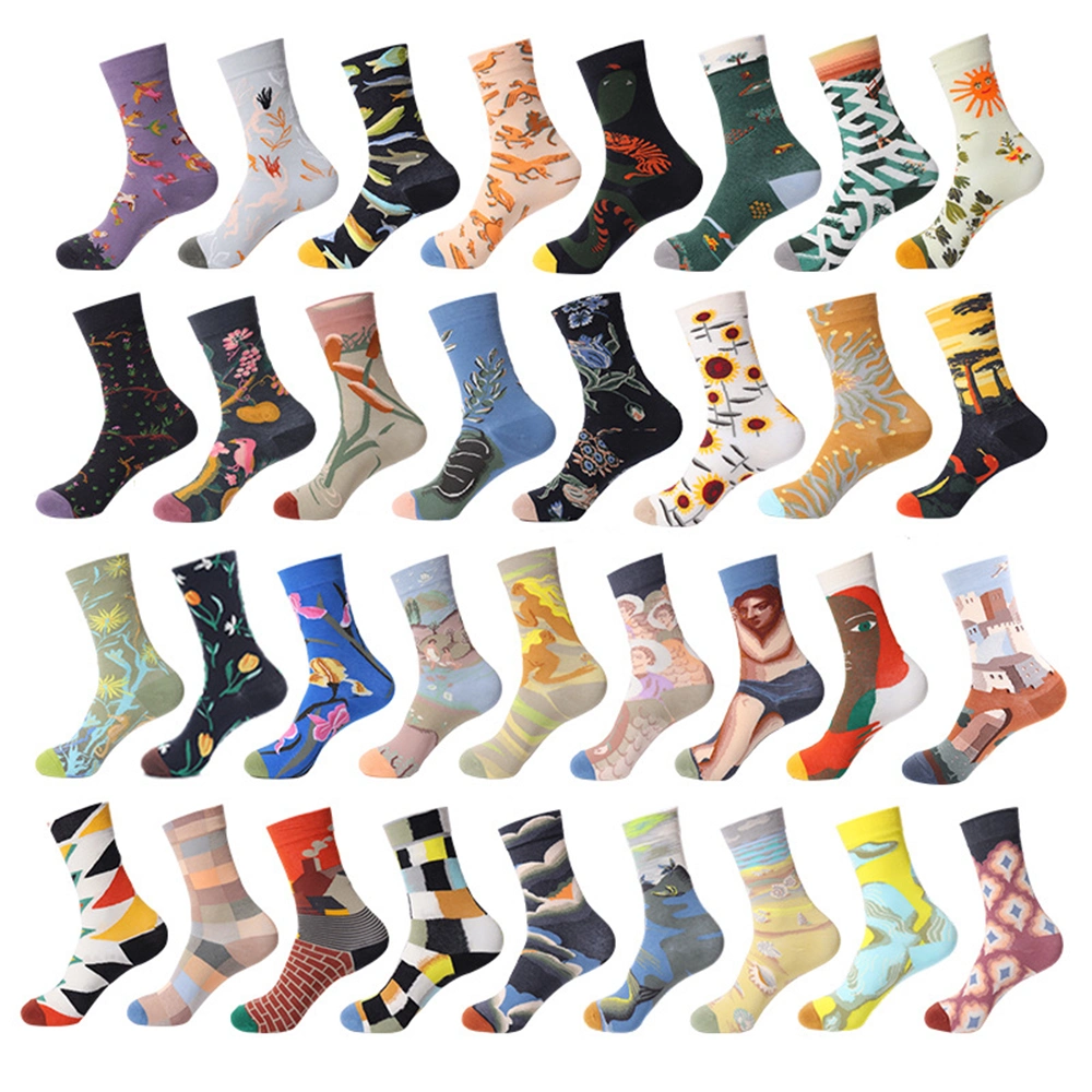 Custom Wholesale Cheap Men Sport Cotton Crew Grip Anti-Slip Compression Funny Fashion Printed Jacquard Knitted Ankle Basketball Long Football Cycling Socks