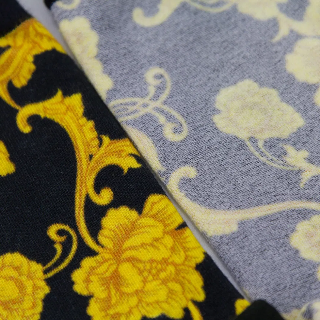Wholesale Crew Cotton Men Women Customized Gold Flower Printed Socks