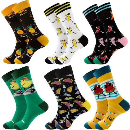 Custom Ready Prime Quality Logo Printed Combed Cotton Socks Fashion Design Mens Happy Socks