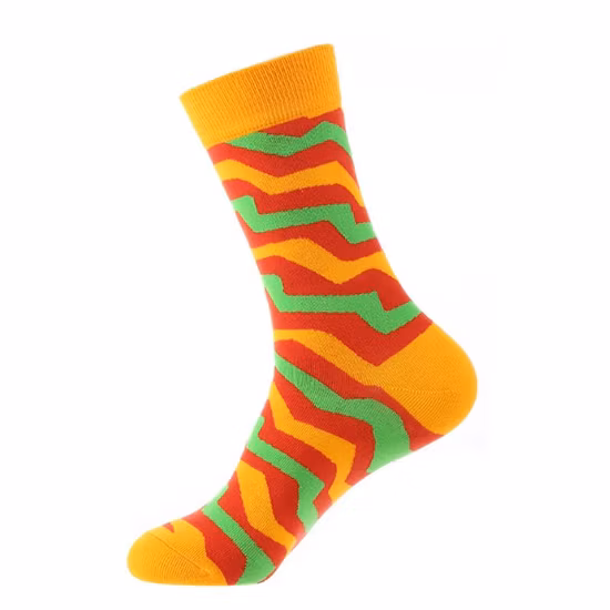 Custom Ready Prime Quality Logo Printed Combed Cotton Socks Fashion Design Mens Happy Socks