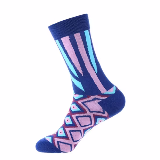 Custom Ready Prime Quality Logo Printed Combed Cotton Socks Fashion Design Mens Happy Socks