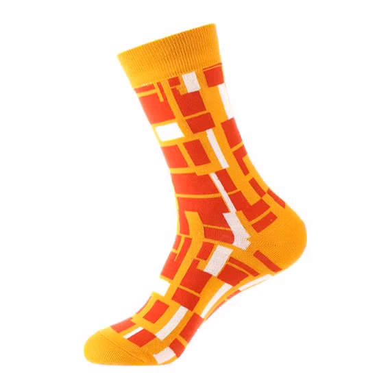Custom Ready Prime Quality Logo Printed Combed Cotton Socks Fashion Design Mens Happy Socks